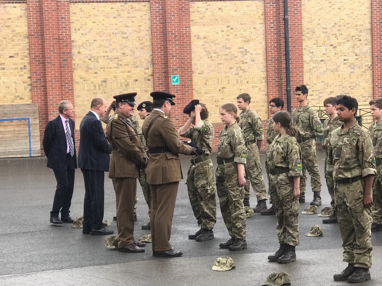 St Benedict's inspection and presentation of berets