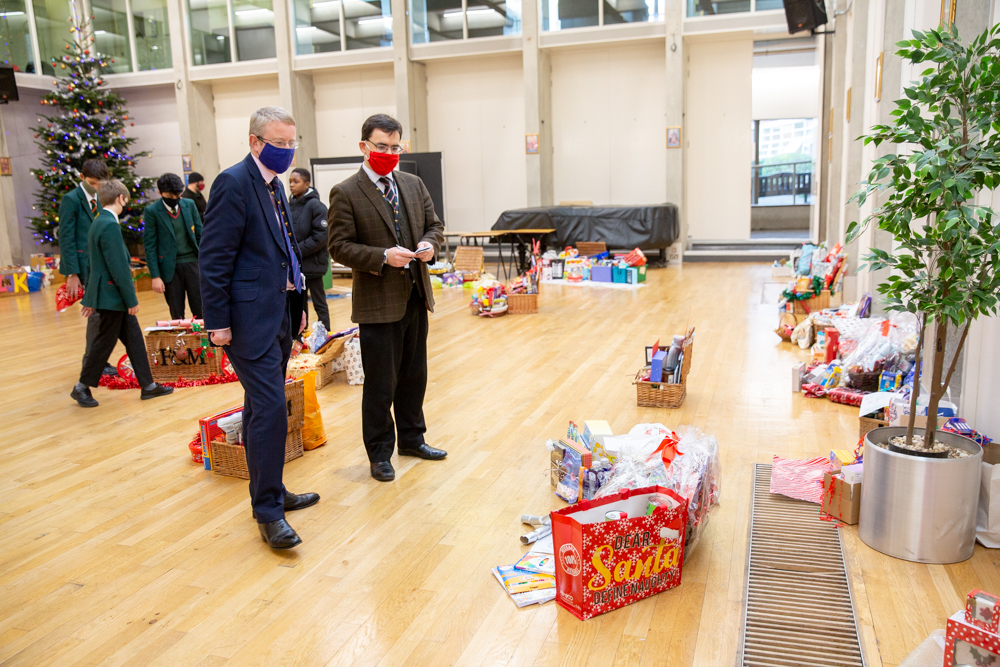 St Benedict's donates Christmas hampers to Ealing foodbank