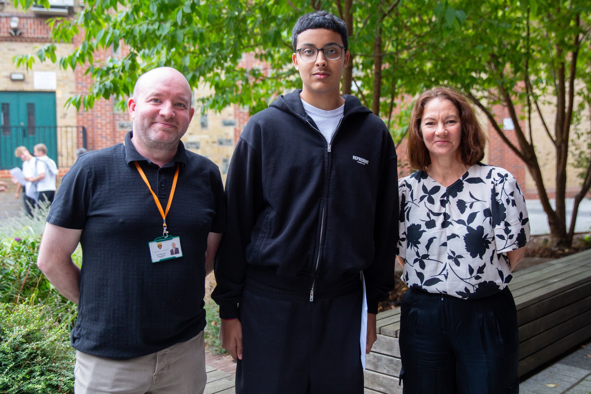 Head of Year 11, Donal McKeown with Krishan D and Deputy Head - Academic, Fiona Allen