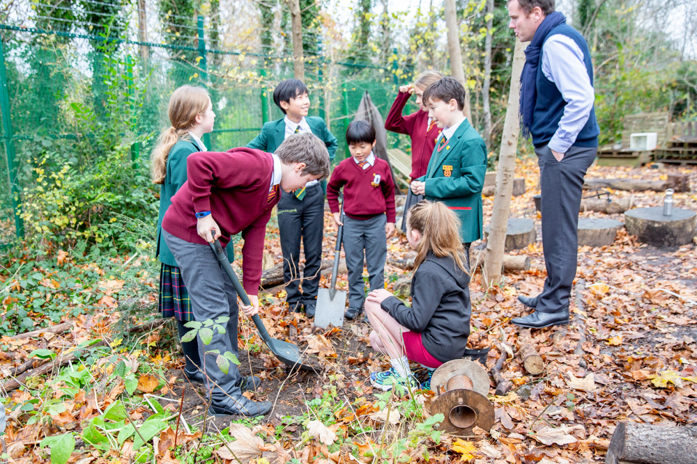 St Benedict's tree planting at Holy Family Primary Acton