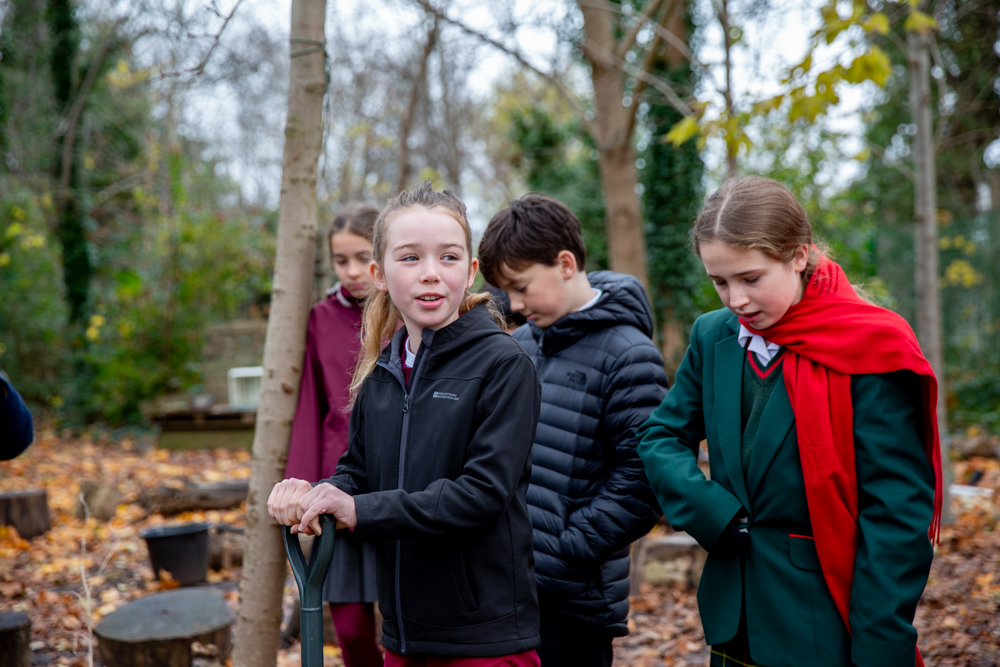 St Benedict's tree planting at Holy Family Primary Acton