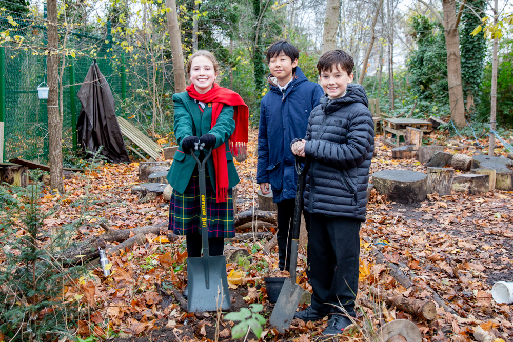 St Benedict's tree planting at Holy Family Primary Acton