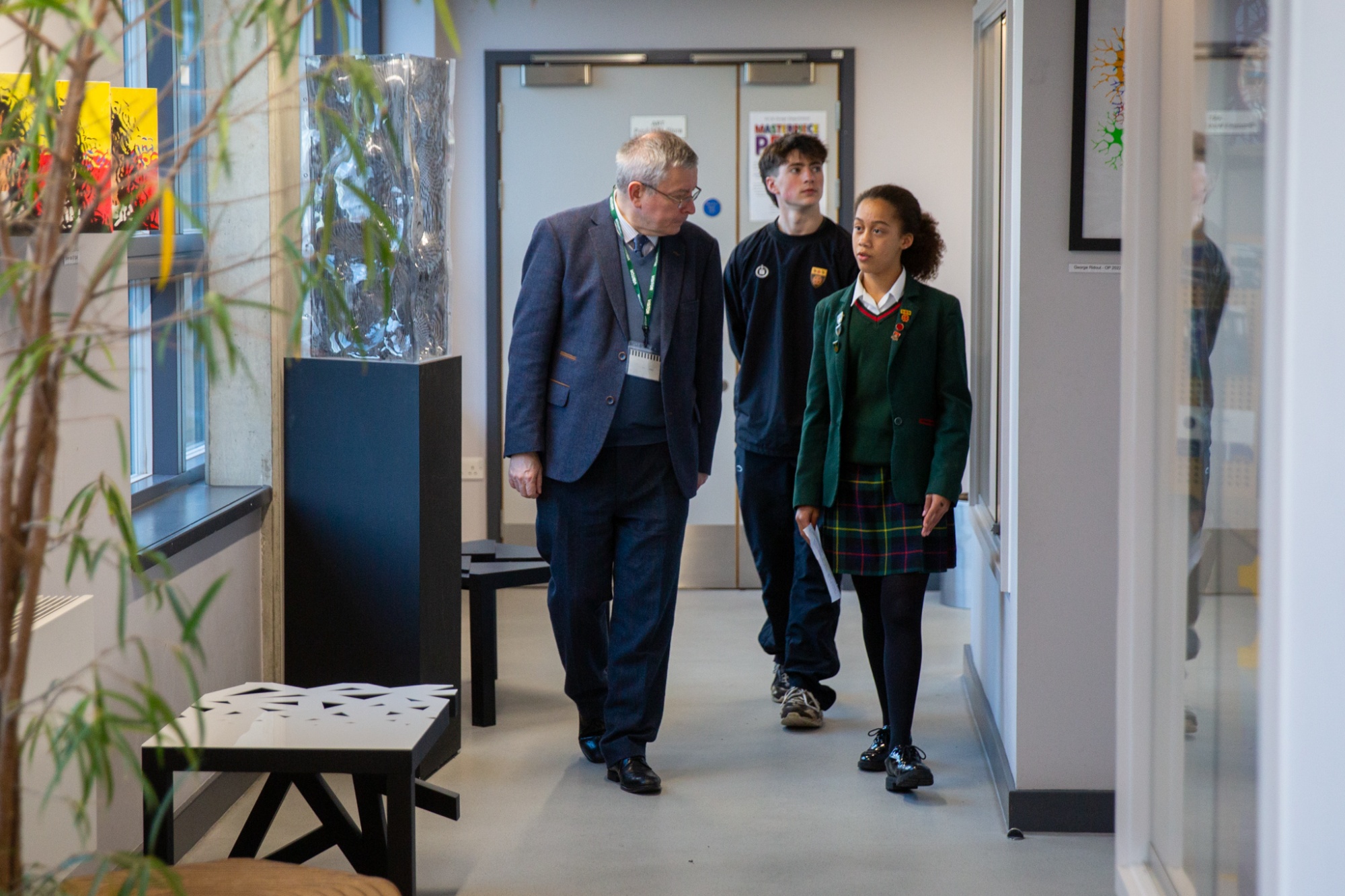 Dr Simon Hyde touring the school with students