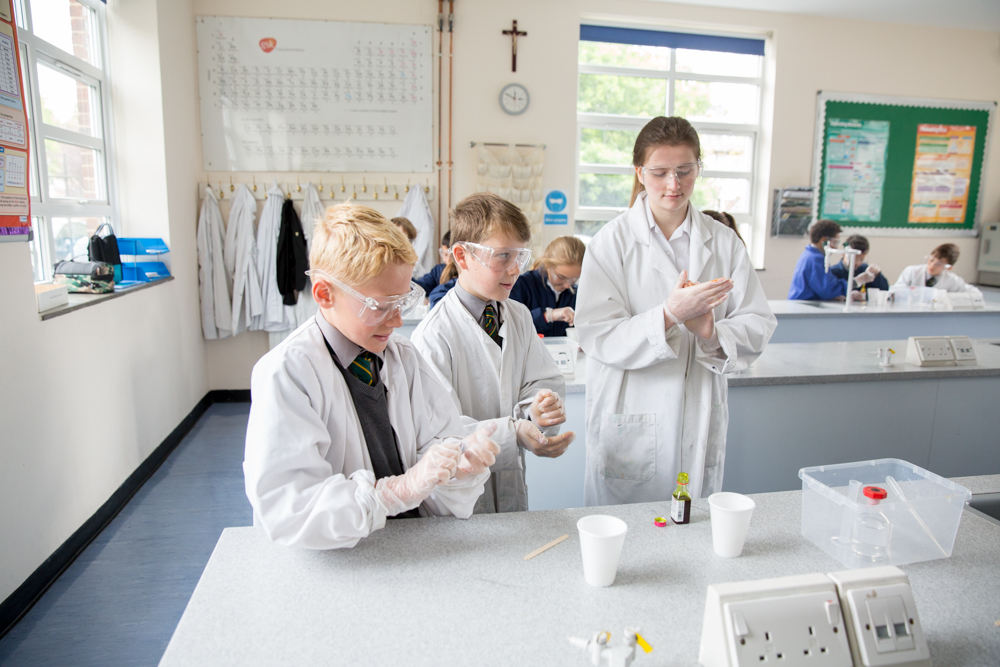 St Benedict's A level Scientists present to Year 5